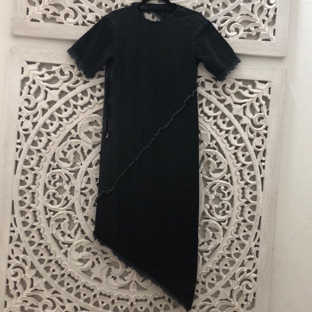 TOPSHOP by Boutique Black Denim Asymmetric Dress 6 - Picture 3 of 8